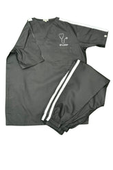 Black Scrub Set with White Stripes - Medium