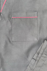 Black Scrub Set with Red Pipping - Large