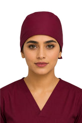 Clozzi maroon unisex surgical scrub cap front view tie back pro-shield Pakistan
