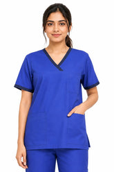 Clozzi royal blue Dual-Stitched Yoke scrub top front view