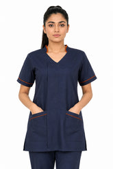 Navy blue scrubs for women - Contrast-Care Tunic Set