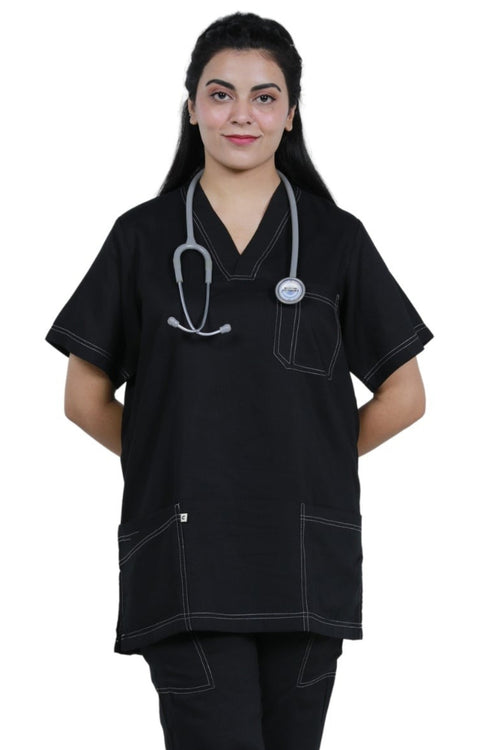 Stylish Medical Scrub Set with Double Stitching