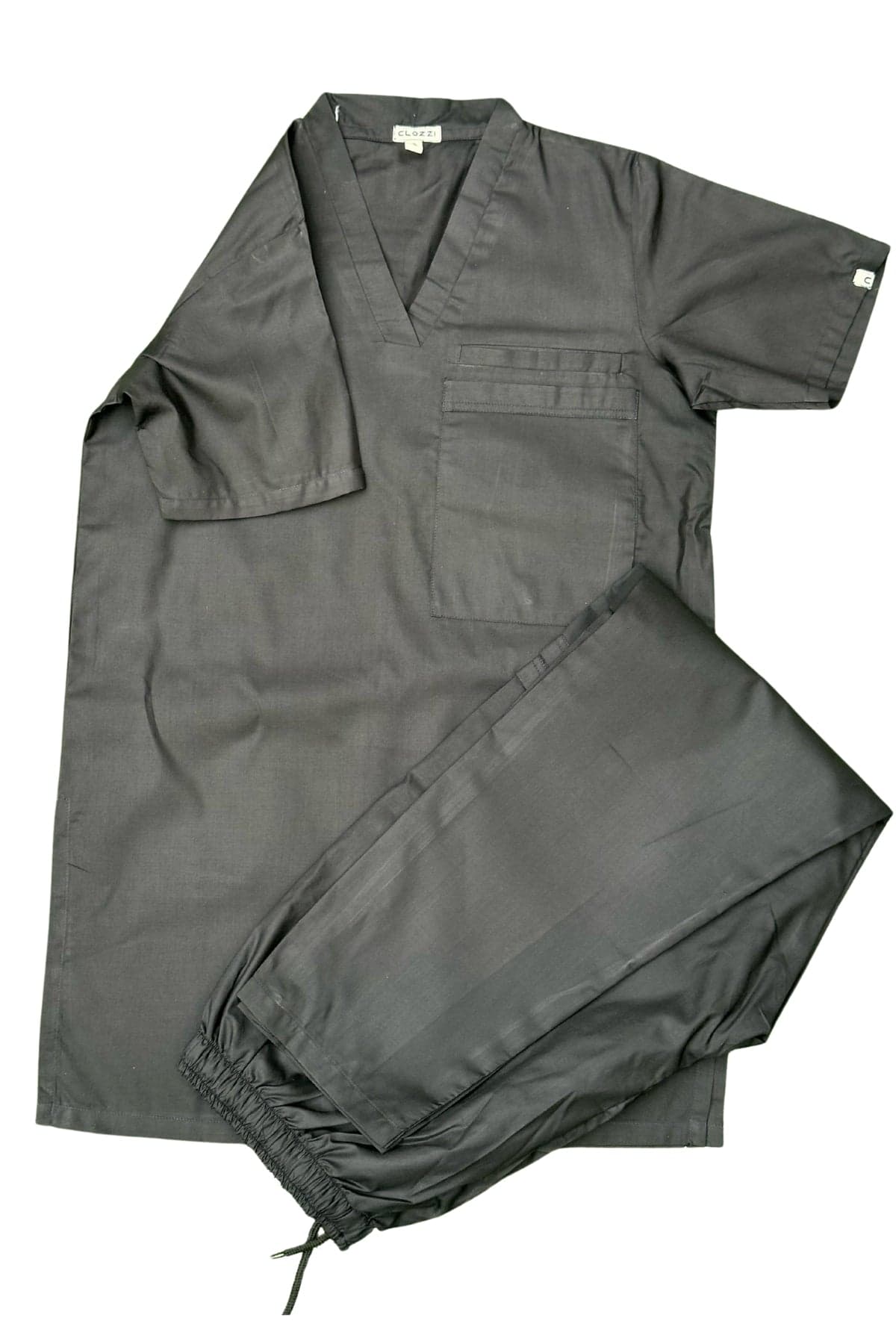 Black Scrub Set with two Chest Pockets - Small
