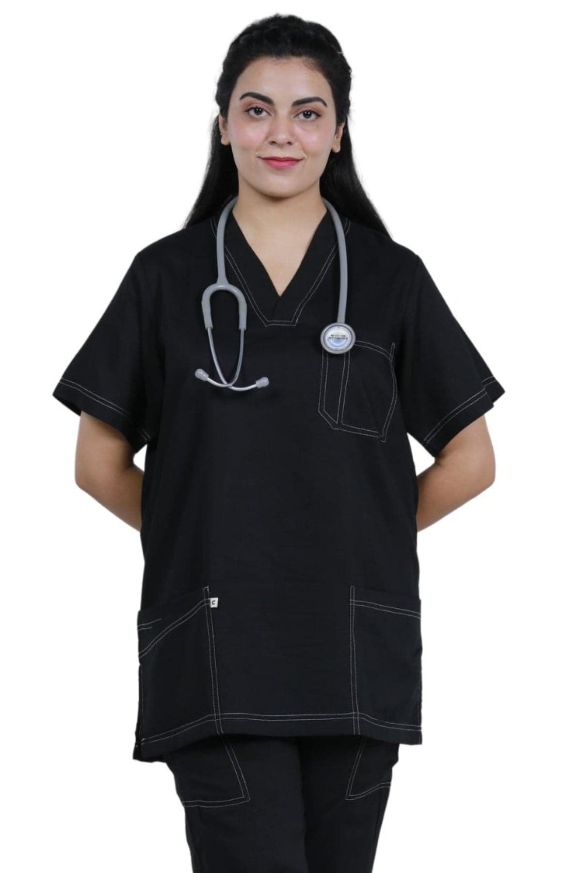 Stylish Medical Scrub Set with Double Stitching