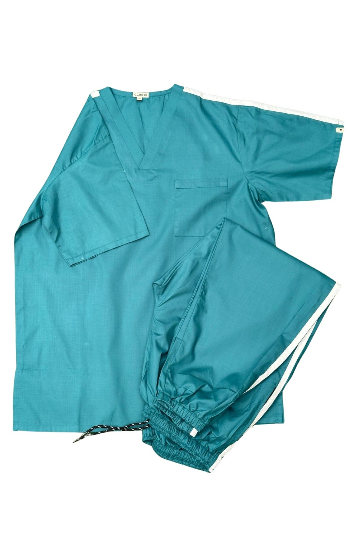 Teal Scrub Set with White Stripes - XXL
