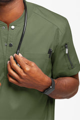 2-Pocket Short Sleeve Henley Scrub Top