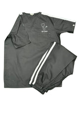 Black Scrub Set with White Stripes - Medium