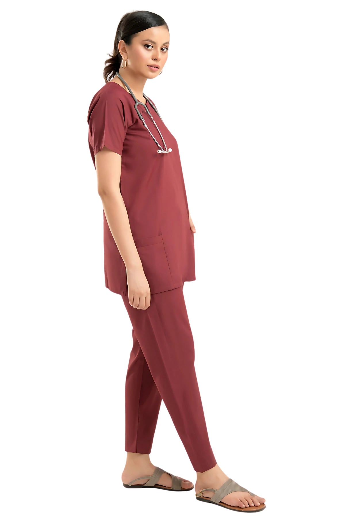Circular Neckline Scrub Set - right side view