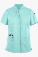 Women’s Collar Neck Zip Scrubs Top for Psychiatrists Front view