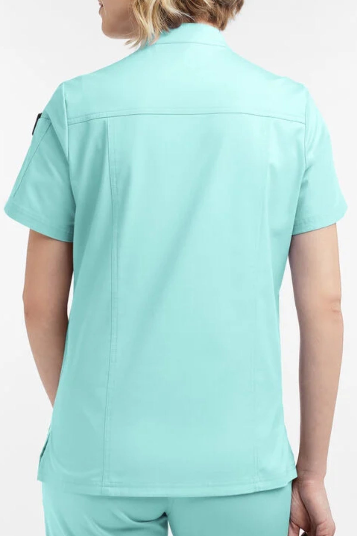 Women’s Collar Neck Zip Scrubs Top for Psychiatrists - back view