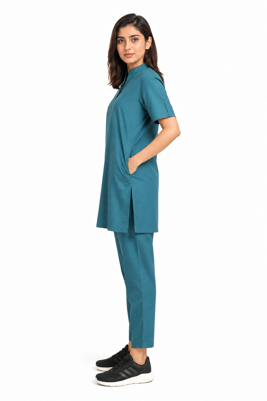 Clozzi Pulse-Seam Femme Scrub Set full side view