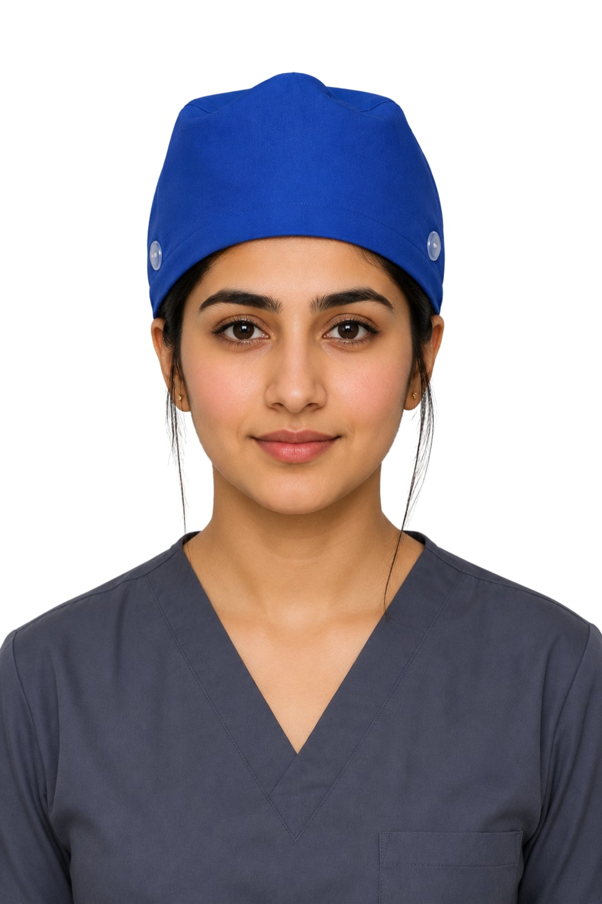 Clozzi royal blue unisex surgical scrub cap front view elastic fit Pakistan