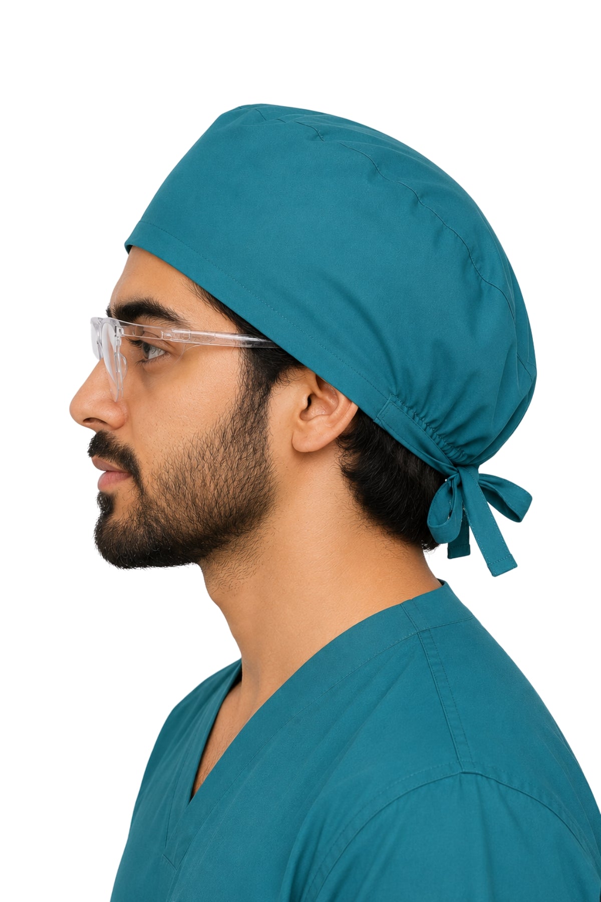 Clozzi teal unisex pro-shield surgical scrub cap side view tie back Pakistan