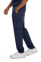 Mens 7-Pocket Drawstring Cargo Scrub Pants-Left Side