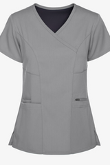 Essential 3-Pocket Mock Wrap Scrub for Women Technicians - Front view