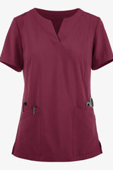 Feminine 4-Pocket Scrub Top for Anesthetists - front view