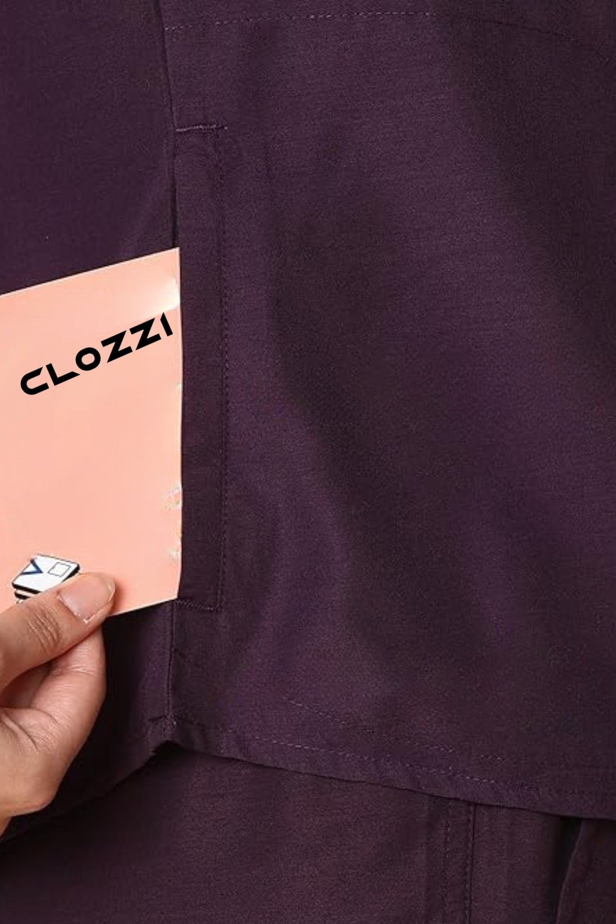 Front Placket Scrub Set - top seam pocket view