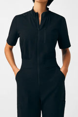 High-Neck Zipper Front Medical Jumpsuit