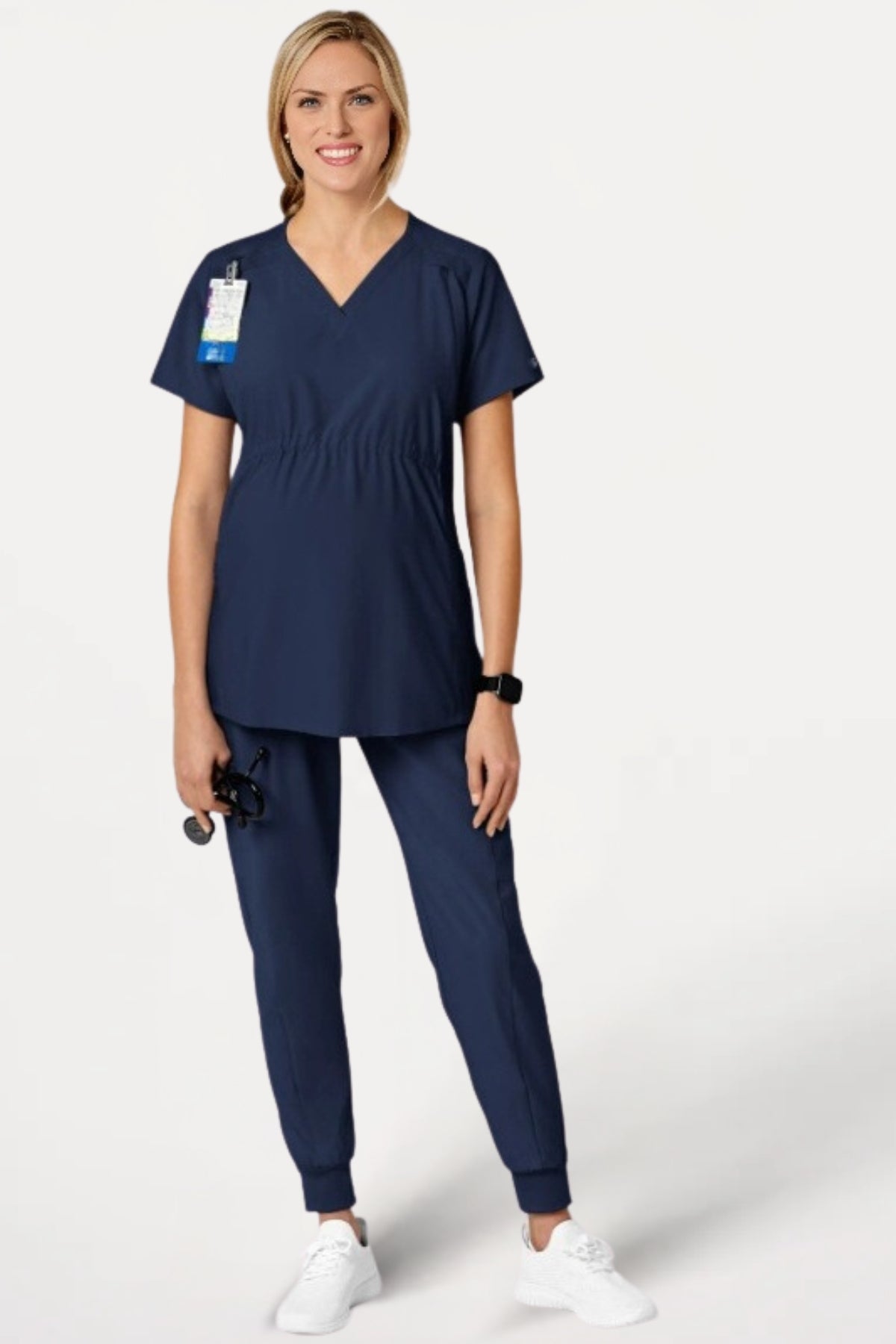 Materna - Flex V-Neck Scrubs Top - front view