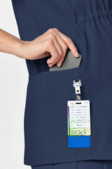 Materna - Flex V-Neck Scrubs Top - side pocket view