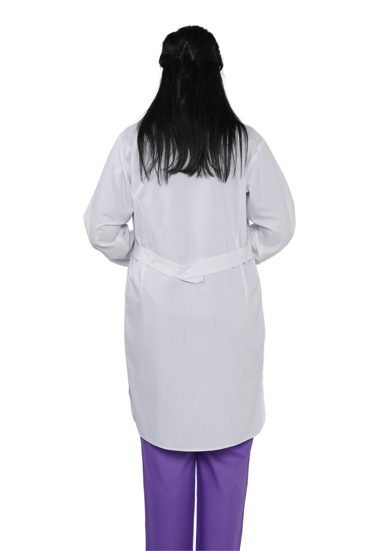 Clozzi women white lab coat back view with belt tie medical student 2 pocket doctor coat Pakistan