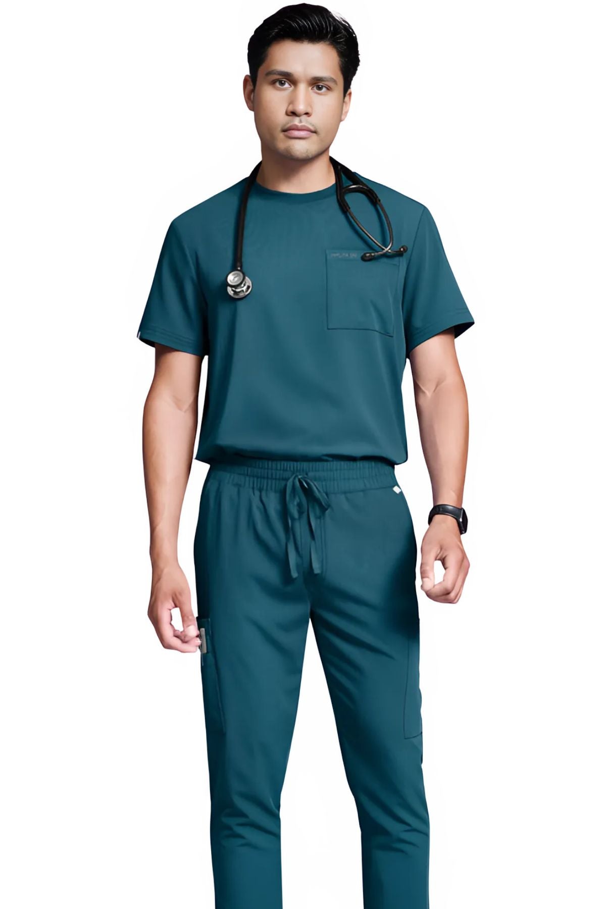 Men’s 1-Pocket Tuck-In Crew Neck Scrub Top