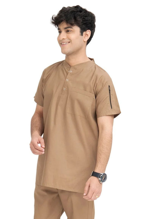 Men's Modern Fit Scrub Set with Shoulder Zip Design