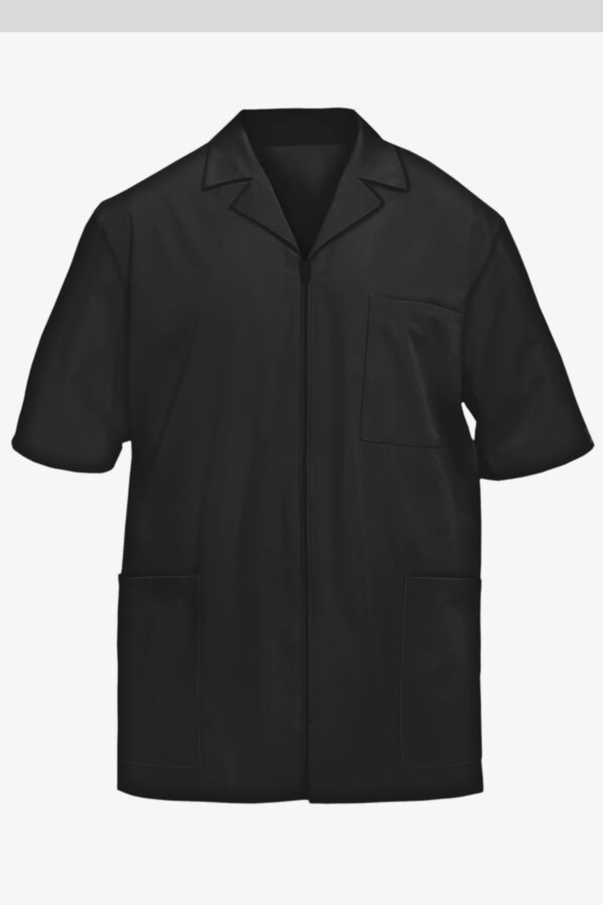 Men's Short Sleeve Zip Front Scrub Jacket with 3 Pockets