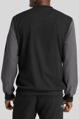 Men's Two-Tone Zip Front Scrub Jacket with 5 Pockets- Back View