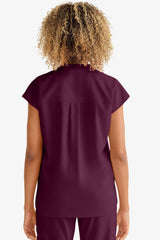 Oncologist Women's Mandarin Collar Scrub Top - back view