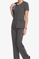 Physiotherapist 3-Pocket Round Neck Scrub Top - left view