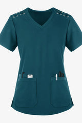 Pulmonology 3-Pocket Lace-Up Scrub Top