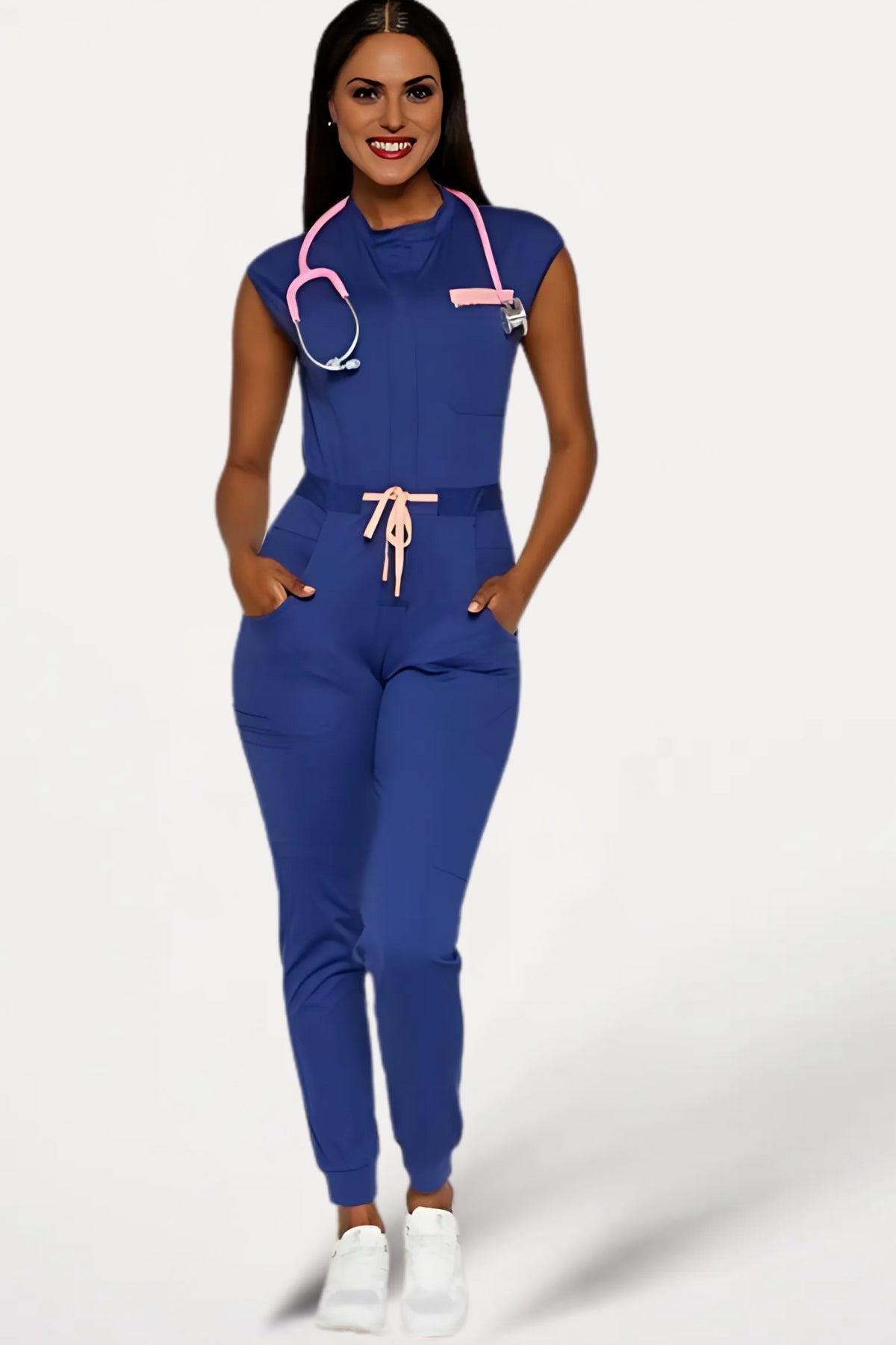 Women's 12 Pockets Jogger Style Jumpsuit - front view