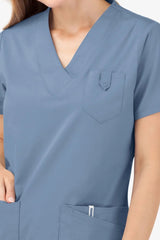 Emergency Physician 5-Pocket V-Neck Scrub Top - closeup view