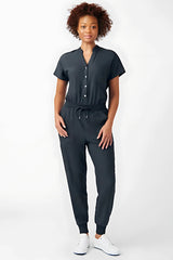 Women's Mandarin Collar Button-Up Jumpsuit