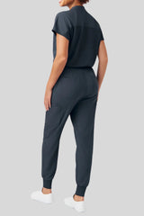 Women's Mandarin Collar Button-Up Jumpsuit