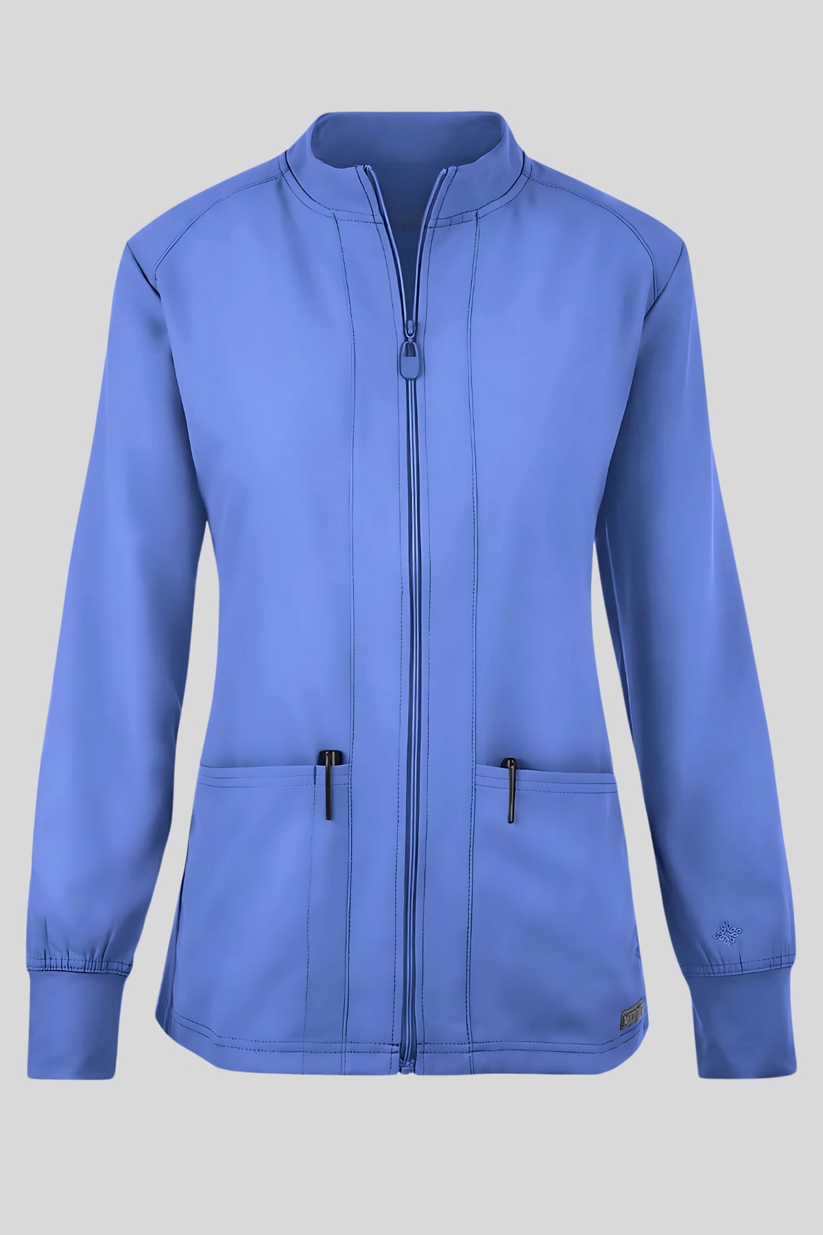 Women's Zip-Up Scrub Jacket with Dual-Pocket Design