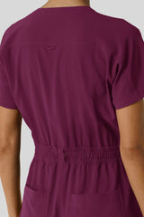 Women's V-Neck Short Sleeve Medical Jumpsuit