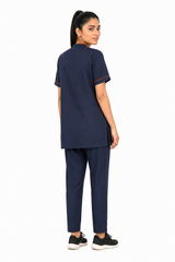 women’s Contrast-Care tunic scrub set full back view