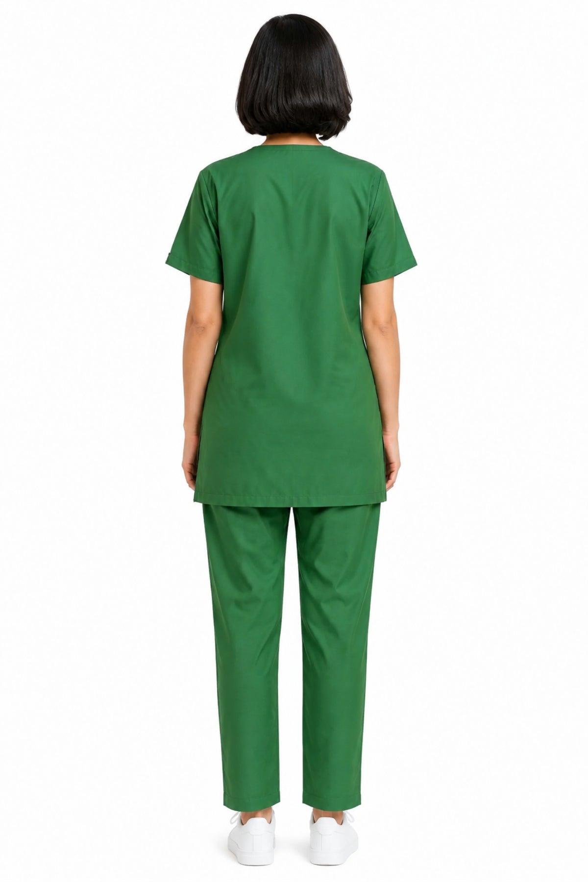 women’s dual-pocket medical scrub set back view
