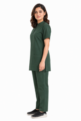 zippered Mandarin collar scrub set full side view